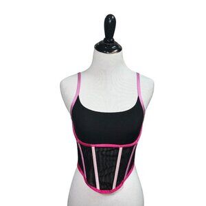 Sofia Intimate Women's M Medium Boned Corset Top Mesh Hook & Eye Closure Straps